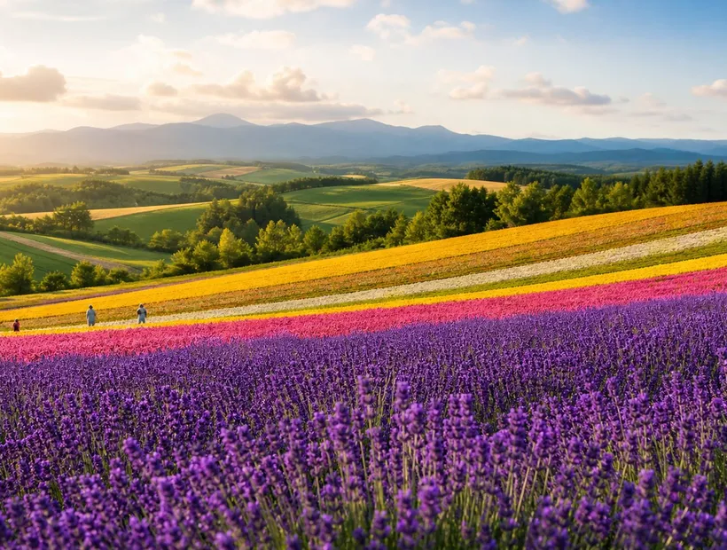 北海道富良野美瑛丘陵花田,夏季北海道自由行示意