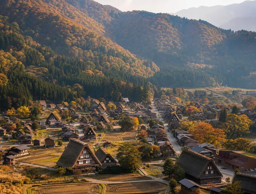 白川鄉合掌村聚落與秋色山谷,北陸飛驒自由行示意