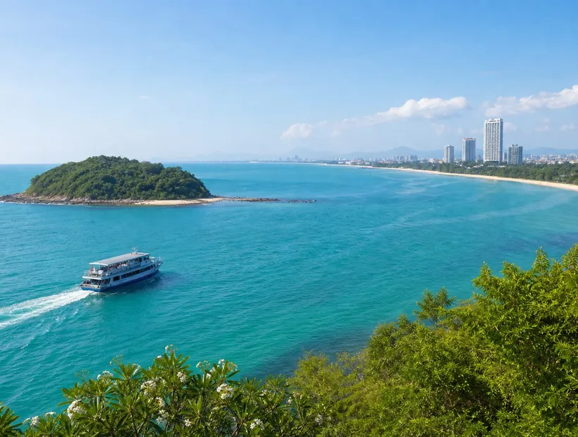 白天的芭達雅海岸與跳島渡輪,芭達雅日間行程示意