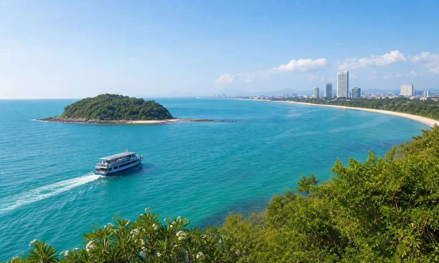 白天的芭達雅海岸與跳島渡輪,芭達雅日間行程示意
